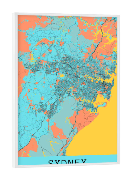 Poster mit weißem Rahmen "City Map von Sydney" artboxONE - Städte / Sydney,Kartografie
