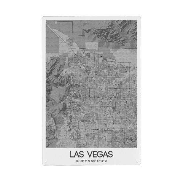 Metall Poster "Las Vegas Bleistift Map" artboxONE - Städte / Las Vegas,Kartografie