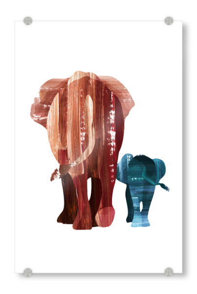 Acrylglasbild "Ein gemeinsamer Spaziergang" artboxONE - Für Kinder,Tiere - Elefant,Tierbaby,Baby,Mutter,Kinder