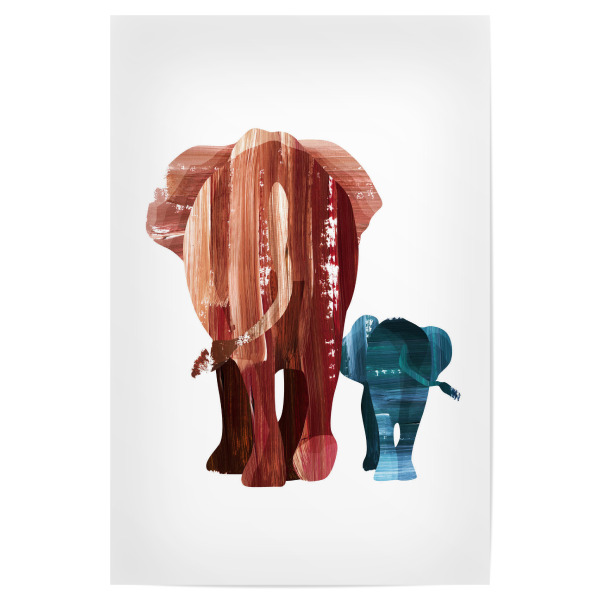 Poster 30x20 cm "Ein gemeinsamer Spaziergang" artboxONE - Für Kinder,Tiere - Elefant,Tierbaby,Baby,Mutter,Kinder
