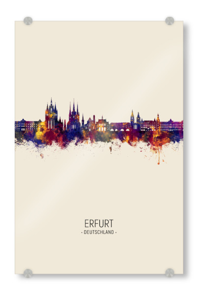 Acrylglasbild "Erfurt Deutschland Skyline Beige" artboxONE - Städte - Erfurt,Deutschland,Deutschland,Skyline,Stadtbild,Stadtbild,Aquarell,Malerei