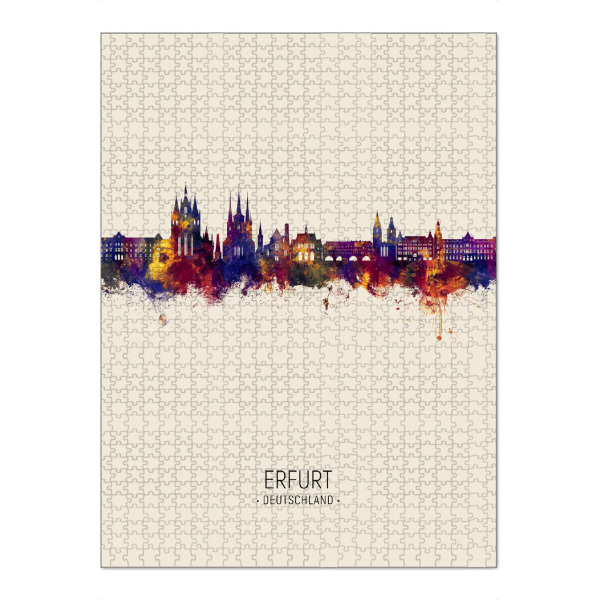 Puzzle Ravensburger "Erfurt Deutschland Skyline Beige" artboxONE - Städte