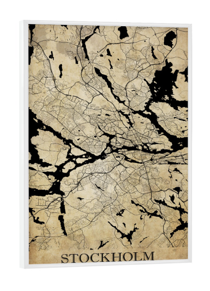 Poster mit weißem Rahmen "Stockholm als Vintage Stadtplan" artboxONE - Städte / Stockholm,Kartografie