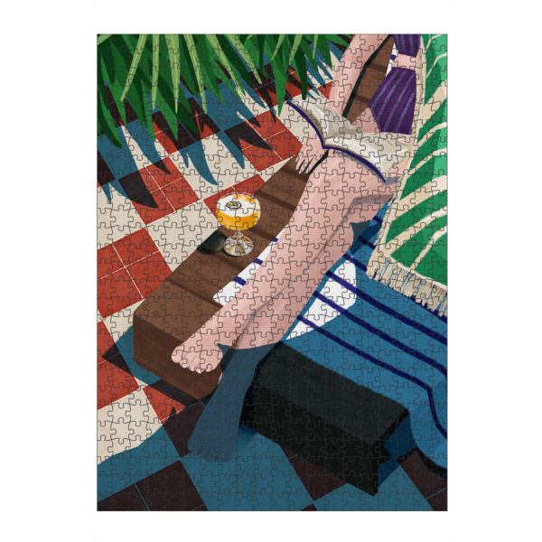 Puzzle Ravensburger "Nur noch ein Kapitel" artboxONE - Reise,Menschen - Lesen,Bücher,Urlaub,Sommer,Sonne - Bild lesen