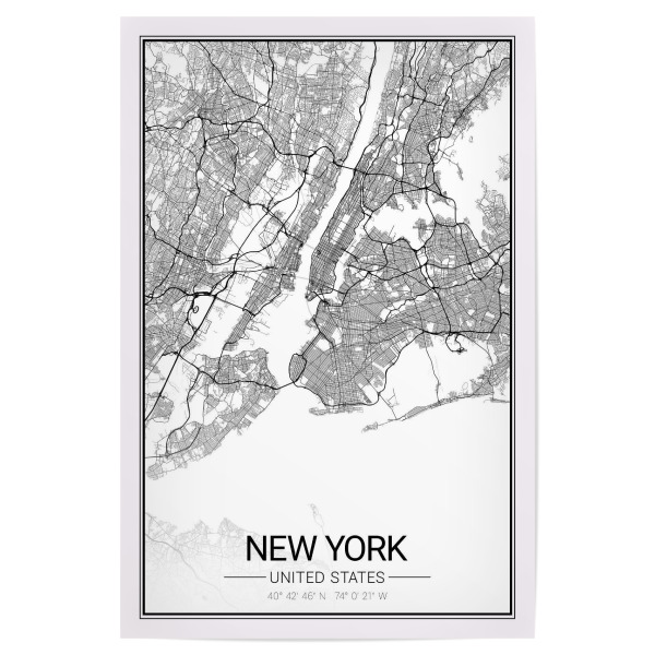 Poster 30x20 cm "Map von New York City" artboxONE - Städte / New York,Schwarzweiß,Kartografie
