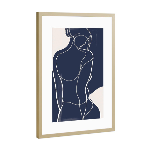 Poster mit Rahmen Gold "Weibliche Silhouette" artboxONE - Abstrakt,Menschen,Geometrie
