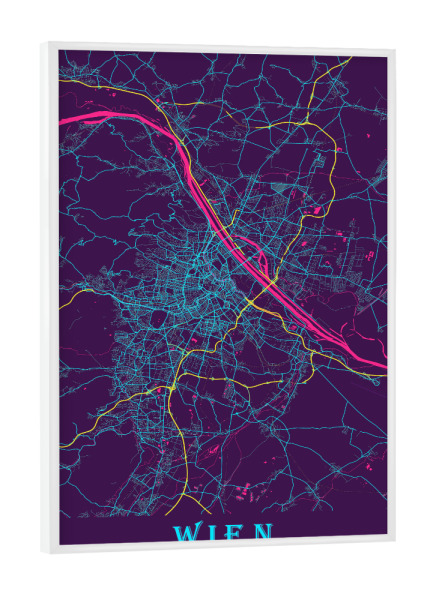 Poster mit weißem Rahmen "Wien City Plan" artboxONE - Städte / Wien,Kartografie