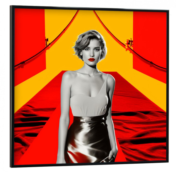 Poster mit schwarzem Rahmen 30x30 cm "ROTE TEPPICHFRAU" artboxONE - Städte,Menschen,Für Mama