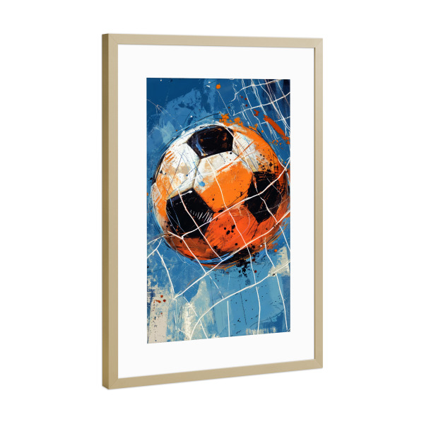 Poster mit Rahmen Gold "Fußballspieler Sportkunst B" artboxONE - Sport,Sport / Fußball - Ball,Fußball,Fußball,Sport