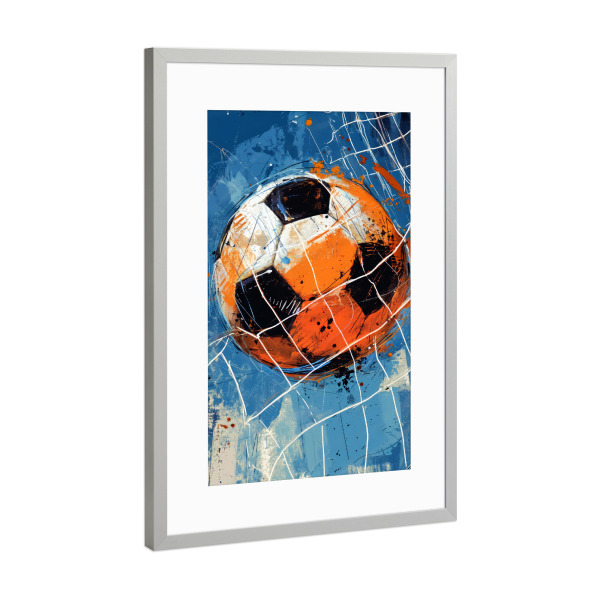 Poster mit Rahmen Silber "Fußballspieler Sportkunst B" artboxONE - Sport,Sport / Fußball - Ball,Fußball,Fußball,Sport