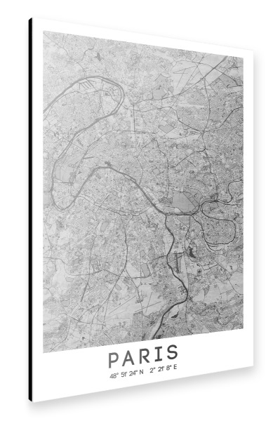 Alu-Dibond "Paris City Bleistift Map" 30x20 cm artboxONE
