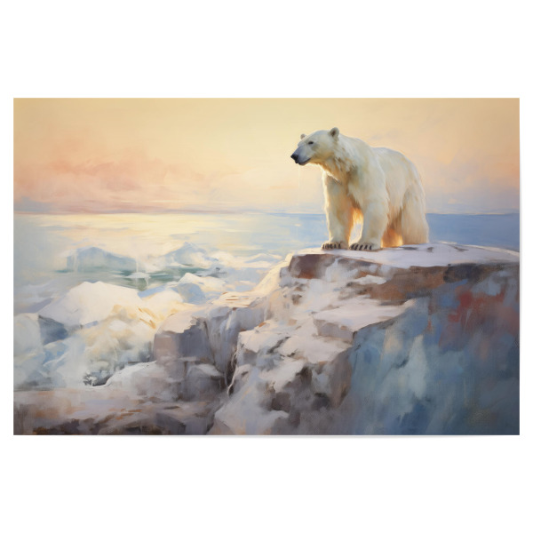 Poster "Eisbär-Gemälde" artboxONE - Natur,Tiere - Tier,Kunst,Bär,Impressionistisch,Natur,öl,Malerei,Polar,Sonnenuntergang,Tierwelt
