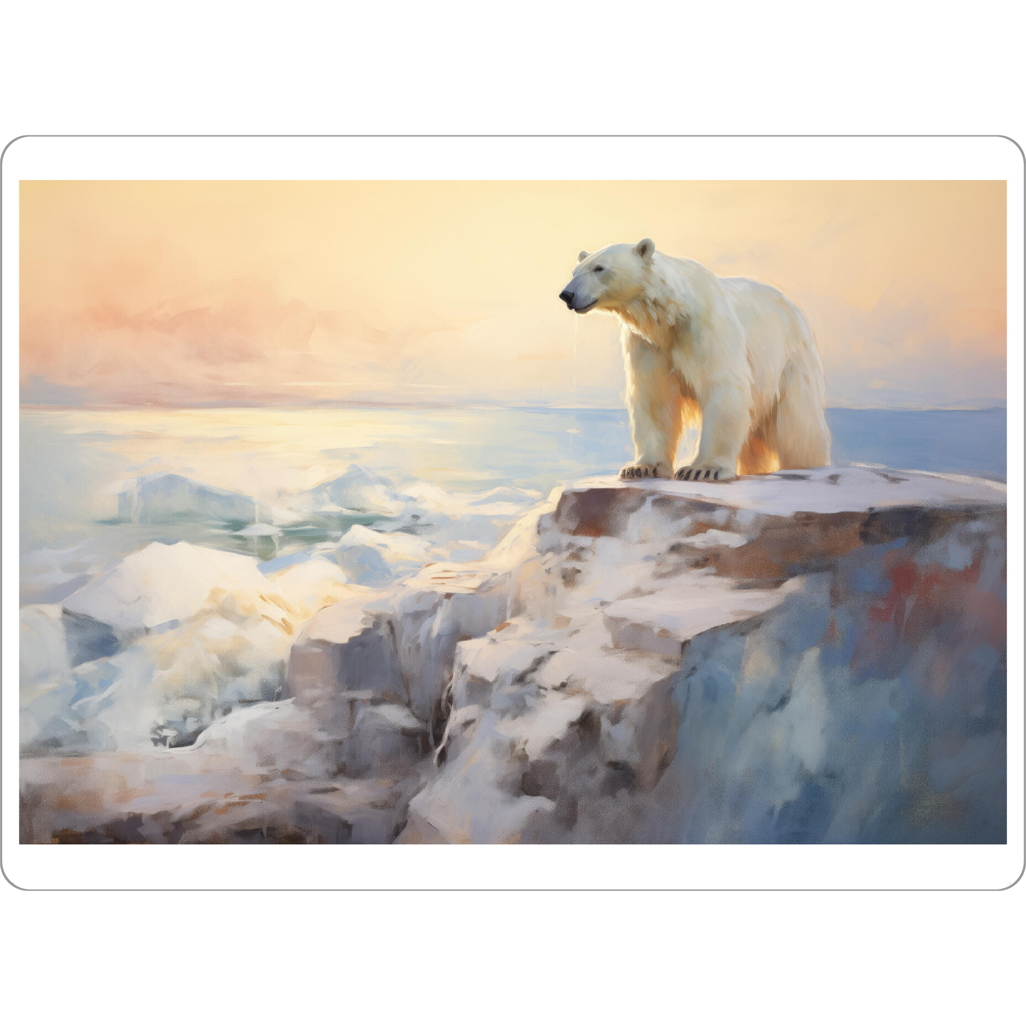 Tischset "Eisbär-Gemälde" artboxONE - Natur,Tiere - Tier,Kunst,Bär,Impressionistisch,Natur,öl,Malerei,Polar,Sonnenuntergang,Tierwelt - Bild tier