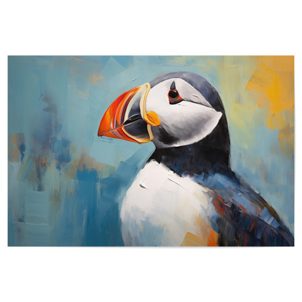 Poster 30x20 cm "Gemaltes Papageientaucher-Porträt" artboxONE - Natur,Tiere