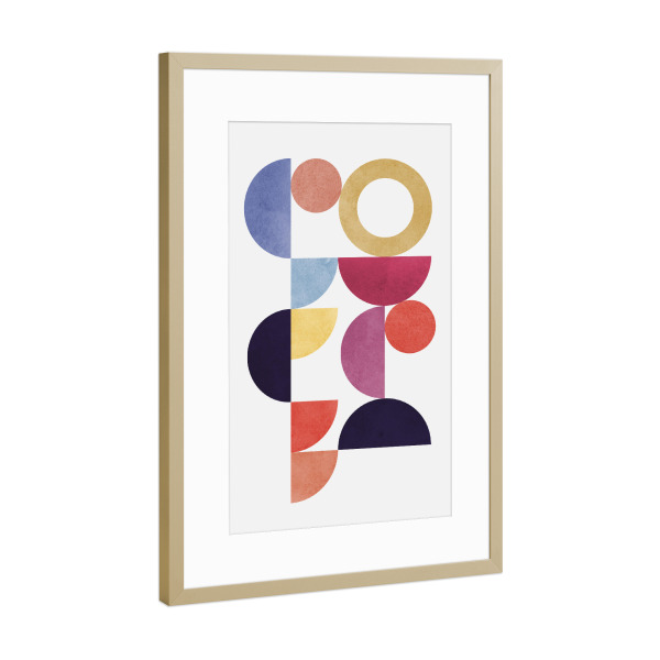 Poster mit Rahmen Gold "Colorful Geometry C" artboxONE - Abstrakt,Geometrie