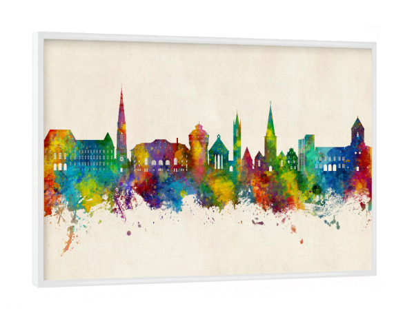 Poster mit weißem Rahmen "Mönchengladbach Skyline Urban" artboxONE - Städte
