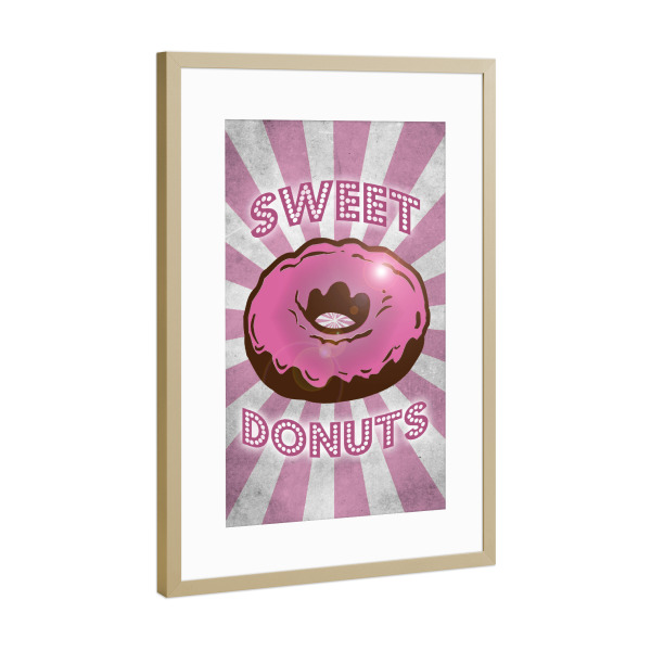 Poster mit Rahmen Gold "Sweet Donuts" artboxONE - Reise,Für Kinder,Essen & Trinken,Reise / Länder,Für Mama