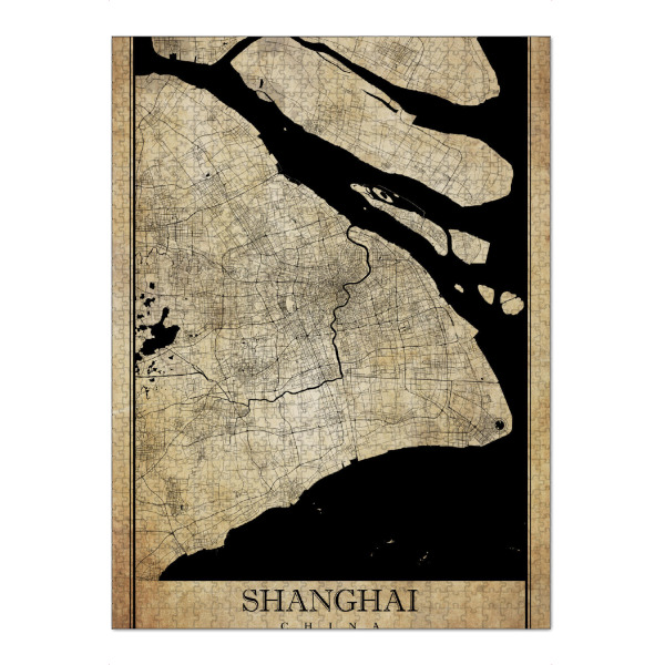 Puzzle Ravensburger "Shanghai Vintage Map" artboxONE - Städte / Shanghai,Kartografie