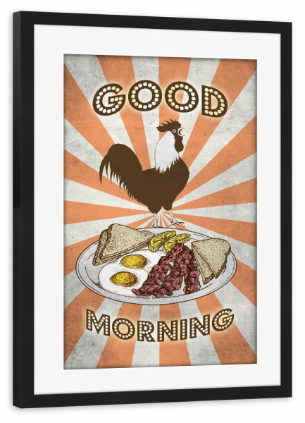 Poster mit Rahmen schwarz "Breakfast retro" artboxONE - Essen & Trinken,Für Mama