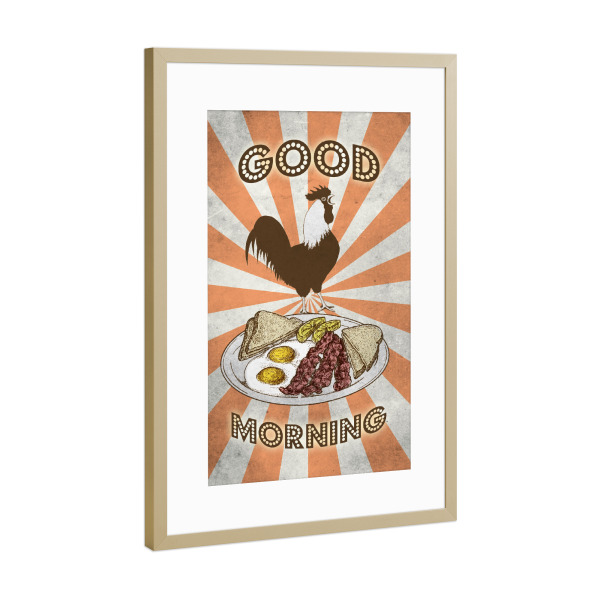 Poster mit Rahmen Gold "Breakfast retro" artboxONE - Essen & Trinken,Für Mama