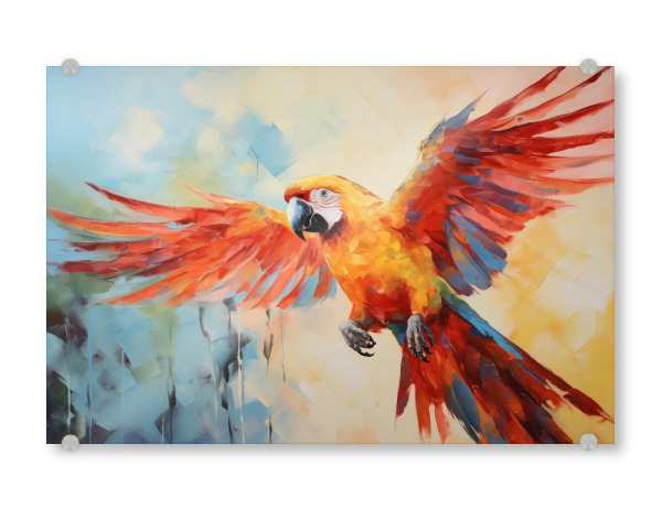 Acrylglasbild "Ara-Papagei-Gemälde" artboxONE - Natur,Tiere - Tier,Kunst,Vogel,Leinwand,Impressionistisch,Ara,Natur,öl,Farbe,Gemälde,Papagei