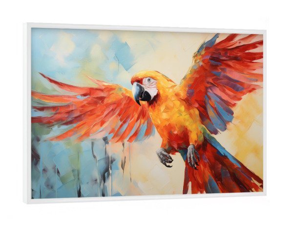 Poster mit weißem Rahmen "Ara-Papagei-Gemälde" artboxONE - Natur,Tiere