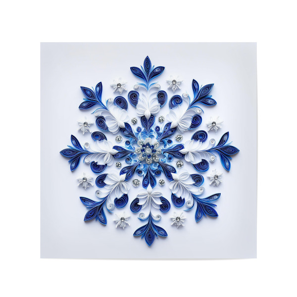 Poster 20x20 cm "Papierschneeflocke" artboxONE - Abstrakt - Kunst,Blau,Japanisch,Papier,Papierquilling,Schnee,Schneeflocke,Weiß