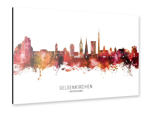 Alu-Dibond "Gelsenkirchen Skyline Roter Name" 30x20 cm artboxONE