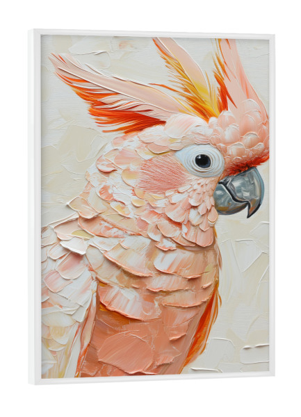 Poster mit weißem Rahmen "Peach Kakadu" artboxONE - Natur,Tiere,Abstrakt