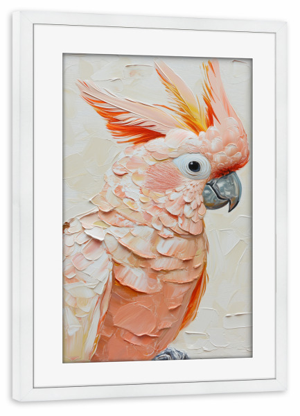 Poster mit Rahmen weiß "Peach Kakadu" artboxONE - Natur,Tiere,Abstrakt