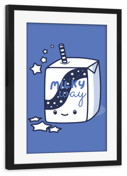 Poster mit Rahmen schwarz "Milky Way Carton Cute Astronomy" artboxONE - Comic,Lustig