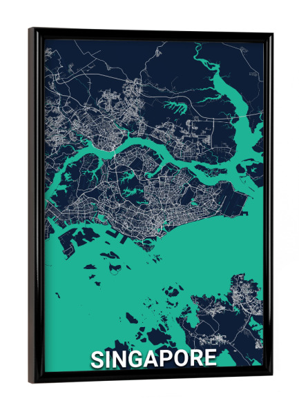 Poster mit schwarzem Rahmen "Singapur CityMap" artboxONE - Städte / Singapur,Kartografie