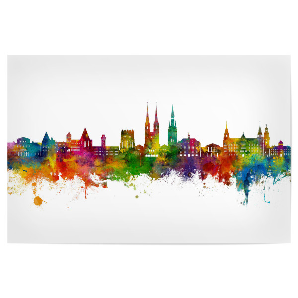 Poster 30x20 cm "Halle (Saale) Deutschland Skyline" artboxONE - Städte - Halle (saale),Deutschland,Skyline,Stadtbild,Stadtbild,Aquarell,Malerei