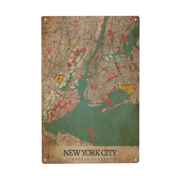Holzbild "Vintage City Map NYC" artboxONE - Städte / New York,Kartografie