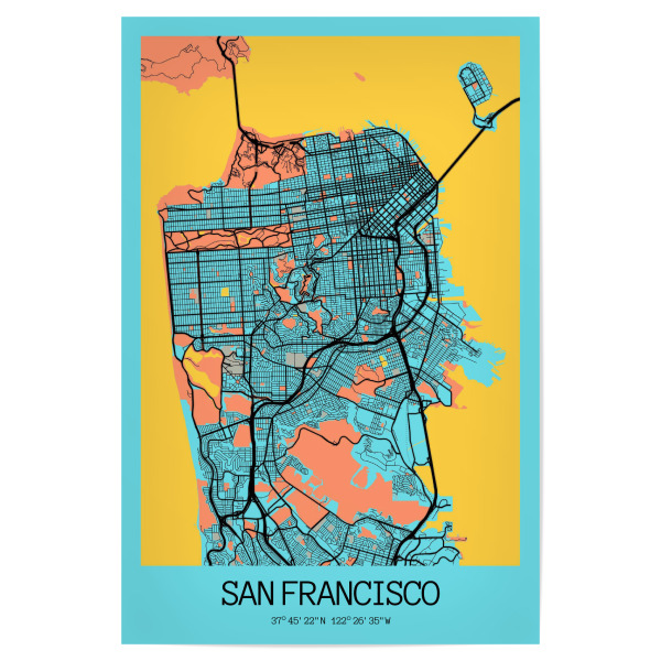Poster "CityMap San Francisco" artboxONE - Städte / San Francisco,Kartografie
