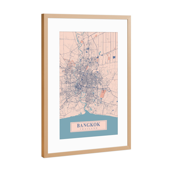 Poster mit Rahmen Kupfer "Citymap Bangkok" artboxONE - Städte / Weitere,Kartografie