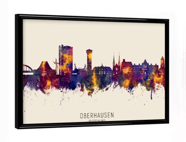 Poster mit schwarzem Rahmen "Oberhausen Skyline Herbstname" artboxONE - Städte
