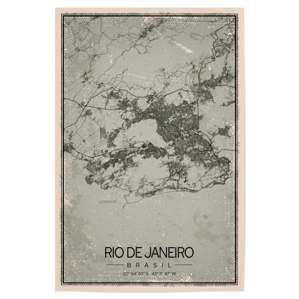 Poster "Vintage City Rio Brasilien" artboxONE - Städte / Rio de Janeiro,Kartografie