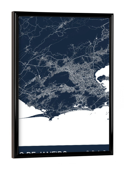 Poster mit schwarzem Rahmen "Rio de Janeiro City Brasilien" artboxONE - Städte / Rio de Janeiro,Kartografie