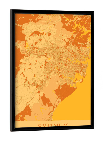 Poster mit schwarzem Rahmen "Stadt Sydney Australien" artboxONE - Städte / Sydney,Kartografie