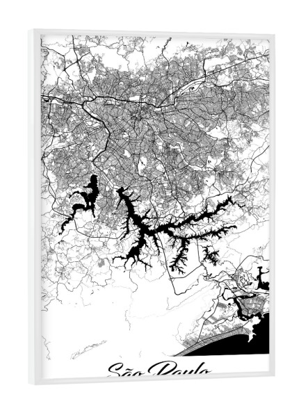 Poster mit weißem Rahmen "São Paulo City Map" artboxONE - Schwarzweiß,Städte / Weitere,Kartografie