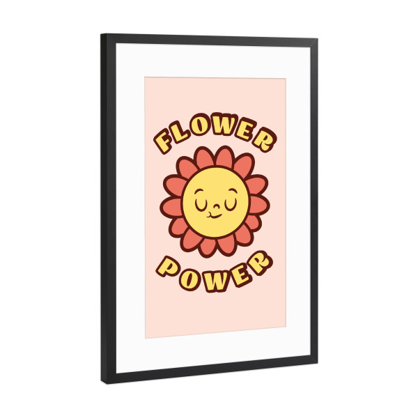 Poster mit Rahmen Schwarz (Metallic) "Flower Power Retro" artboxONE - Natur,Floral,Lustig