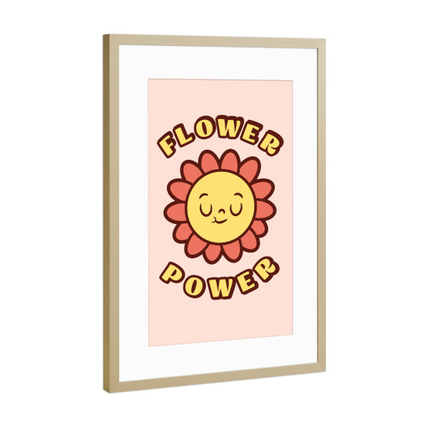 Poster mit Rahmen Gold "Flower Power Retro" artboxONE - Natur,Floral,Lustig