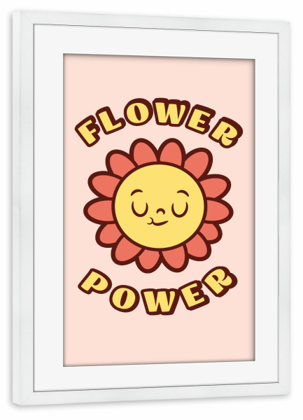 Poster mit Rahmen weiß "Flower Power Retro" artboxONE - Natur,Floral,Lustig
