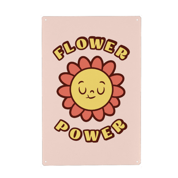 Metall Poster "Flower Power Retro" artboxONE - Natur,Floral,Lustig