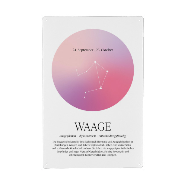 Holzbild "Sternbild Sternzeichen Waage" artboxONE - Für Kinder,Für Mama,Für Papa