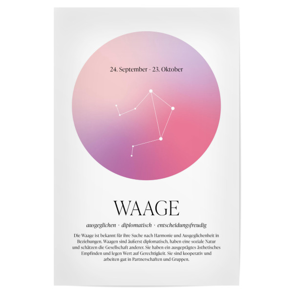 Poster "Sternbild Sternzeichen Waage" artboxONE - Für Kinder,Für Mama,Für Papa