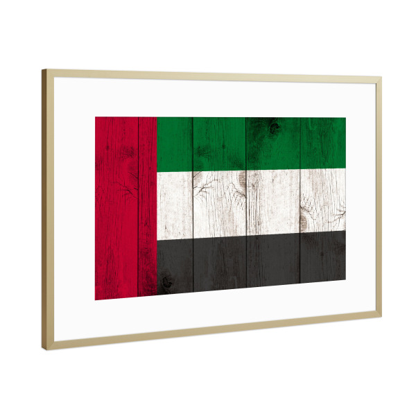 Poster mit Rahmen Gold "UAE Flag" artboxONE - Reise,Reise / Asien,Reise / Länder