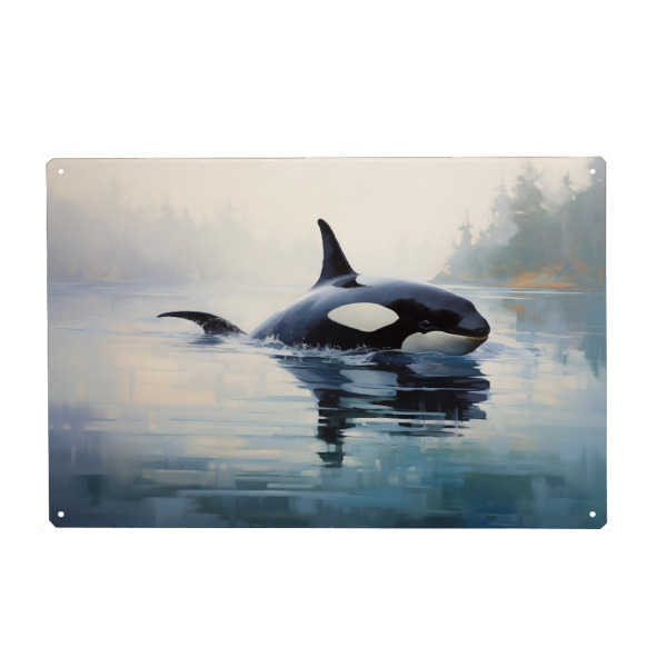 Holzbild "Orca-Gemälde" artboxONE - Natur,Tiere - Tier,Kunst,Leinwand,Impressionistisch,Natur,öl,Orca,Gemälde,Wal,Tierwelt