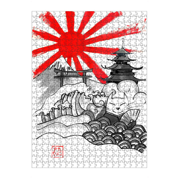 artboxONE Puzzle "Neko nihon" artboxONE - Reise / Asien - Sonne,Sumie,Katze,Pagode,Fuji - Bild sonne